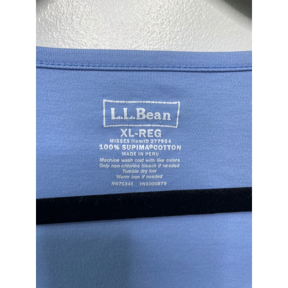 LL Bean Womens XL Regular Blue‎ Supima Cotton Scoop Neck T Shirt Layer Prep Gorp - Picture 3 of 9